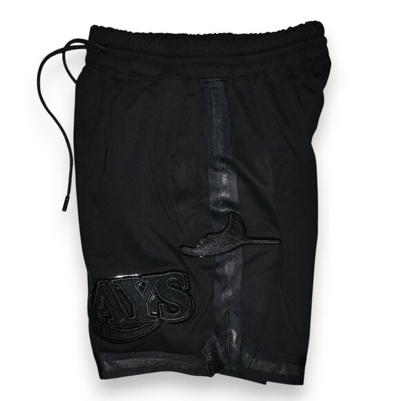 Pro Standard Tampa Bay Devil Rays Shorts Size XL Triple Black Chenille Patches - Picture 7 of 11